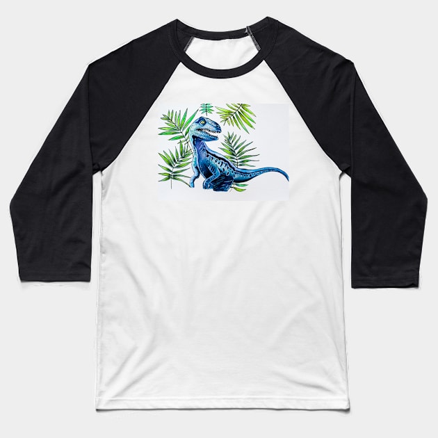 Velociraptor Baseball T-Shirt by Viviredsonja